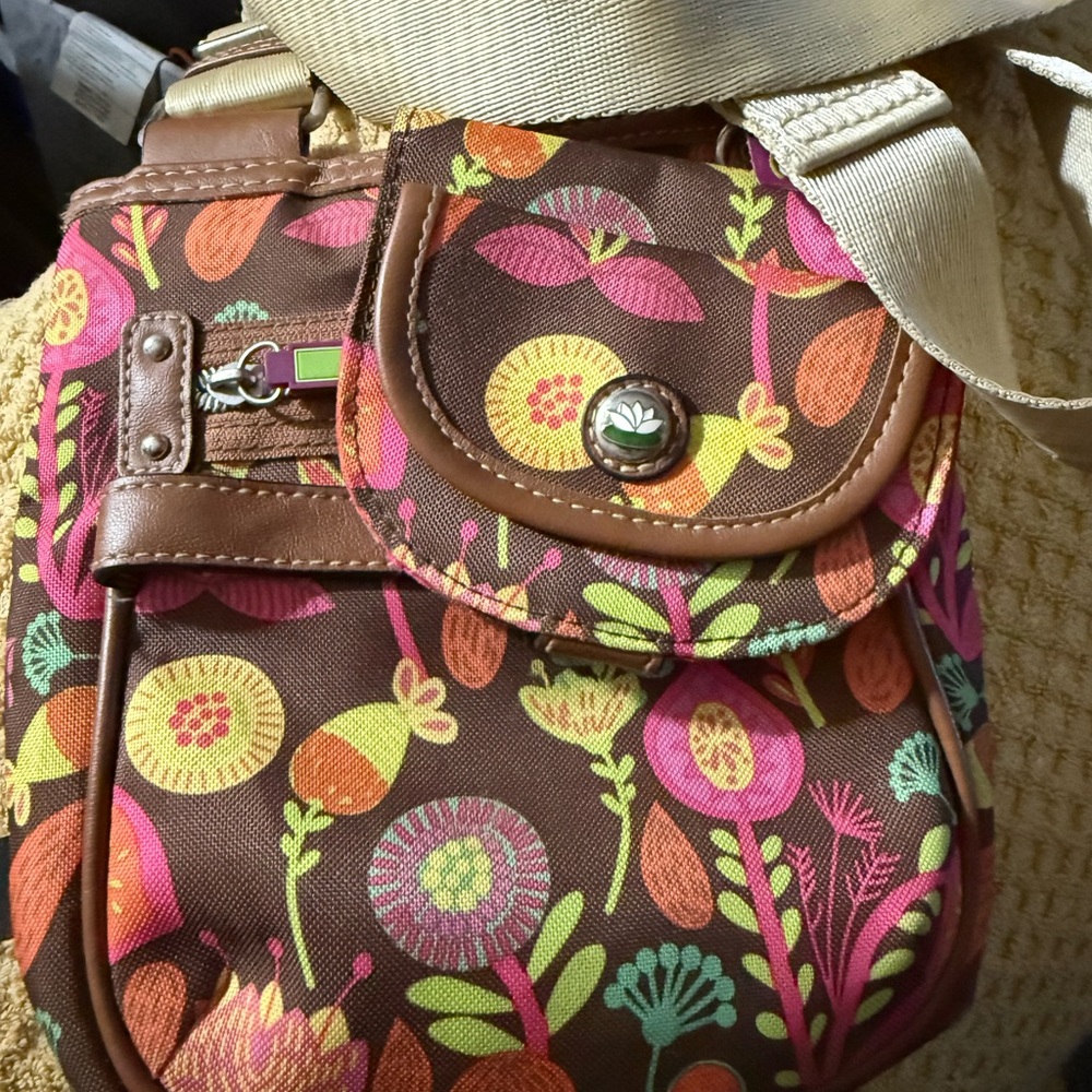 Lilly Bloom Floral Brown Crossbody Bag
